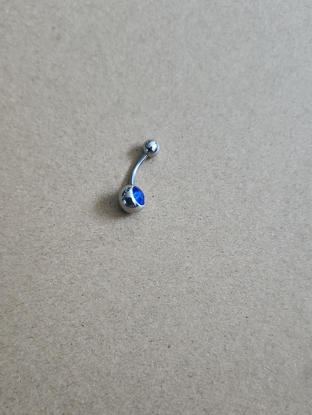 Sterling-Style Blue Gem Belly Button Ring - Sparkling Silver Tone